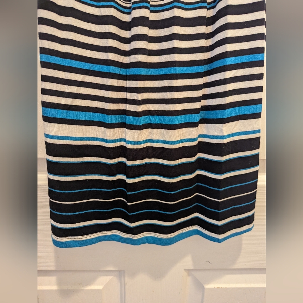 Spense Sleeveless V-neck Black Blue White Stripe Summer Dress Size Small EUC - Picture 4 of 7